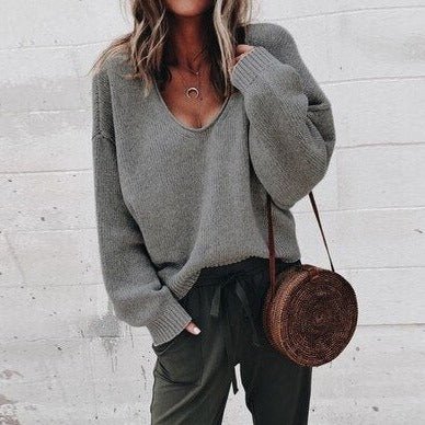 V-Ausschnitt Sweatshirt Lässig Bequem Damen - BerlinGlamour