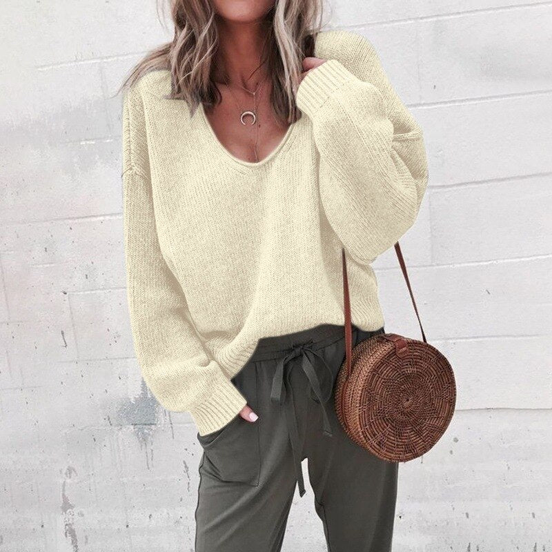 V-Ausschnitt Sweatshirt Lässig Bequem Damen
