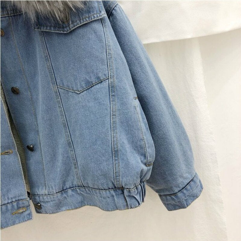 Damen Winterjacke Denim Stilvoll Warm - BerlinGlamour
