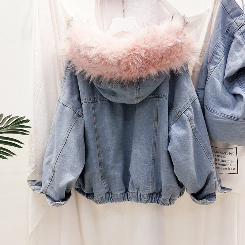 Damen Winterjacke Denim Stilvoll Warm