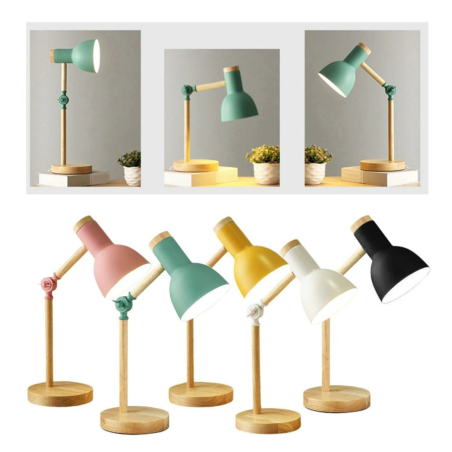 Skandinavische Tischlampe Holz Metall Verstellbar 45cm