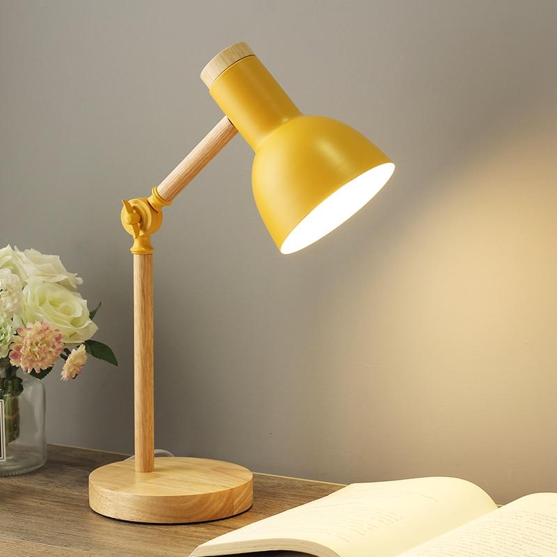 Skandinavische Tischlampe Holz Metall Verstellbar 45cm