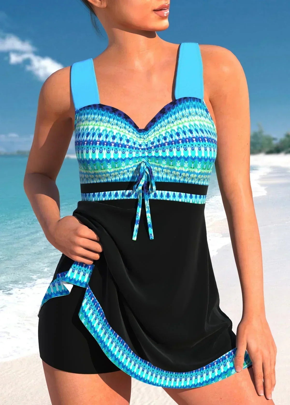 Damen Badeanzug Sommerkleid Kurz Elegant