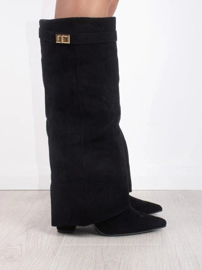 Damenstiefel Suede Elegant Gold