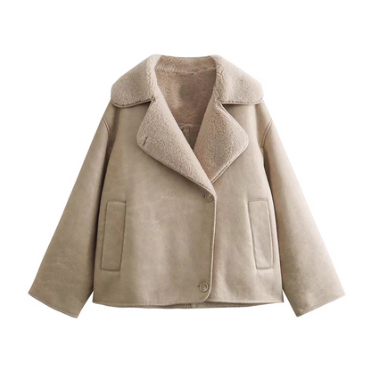 Winterjacke Veloursleder Optik Fleece Futter Luxus