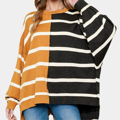 Victorias Damen-Freizeitpullover: Stilvoller gestreifter Pullover