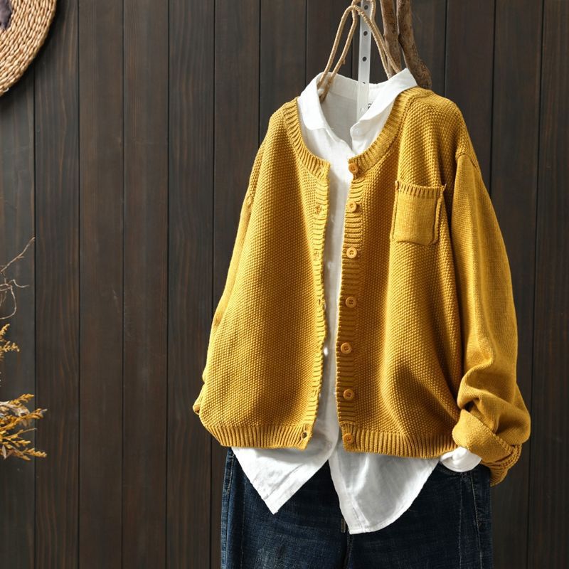 Damen Strickjacke Übergroß Knöpfe Oversized
