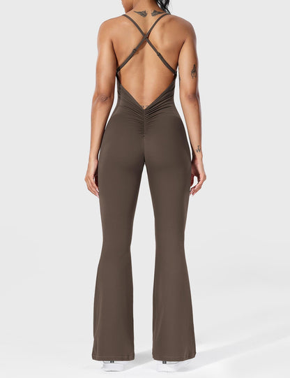 Jumpsuit Damen Flare Ohne Rücken Verstellbar