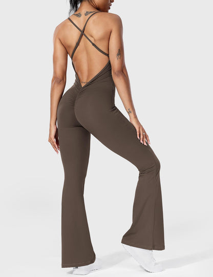 Jumpsuit Damen Flare Ohne Rücken Verstellbar