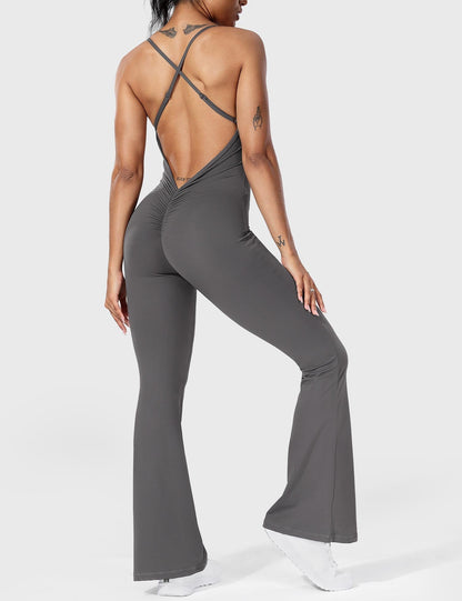 Jumpsuit Damen Flare Ohne Rücken Verstellbar
