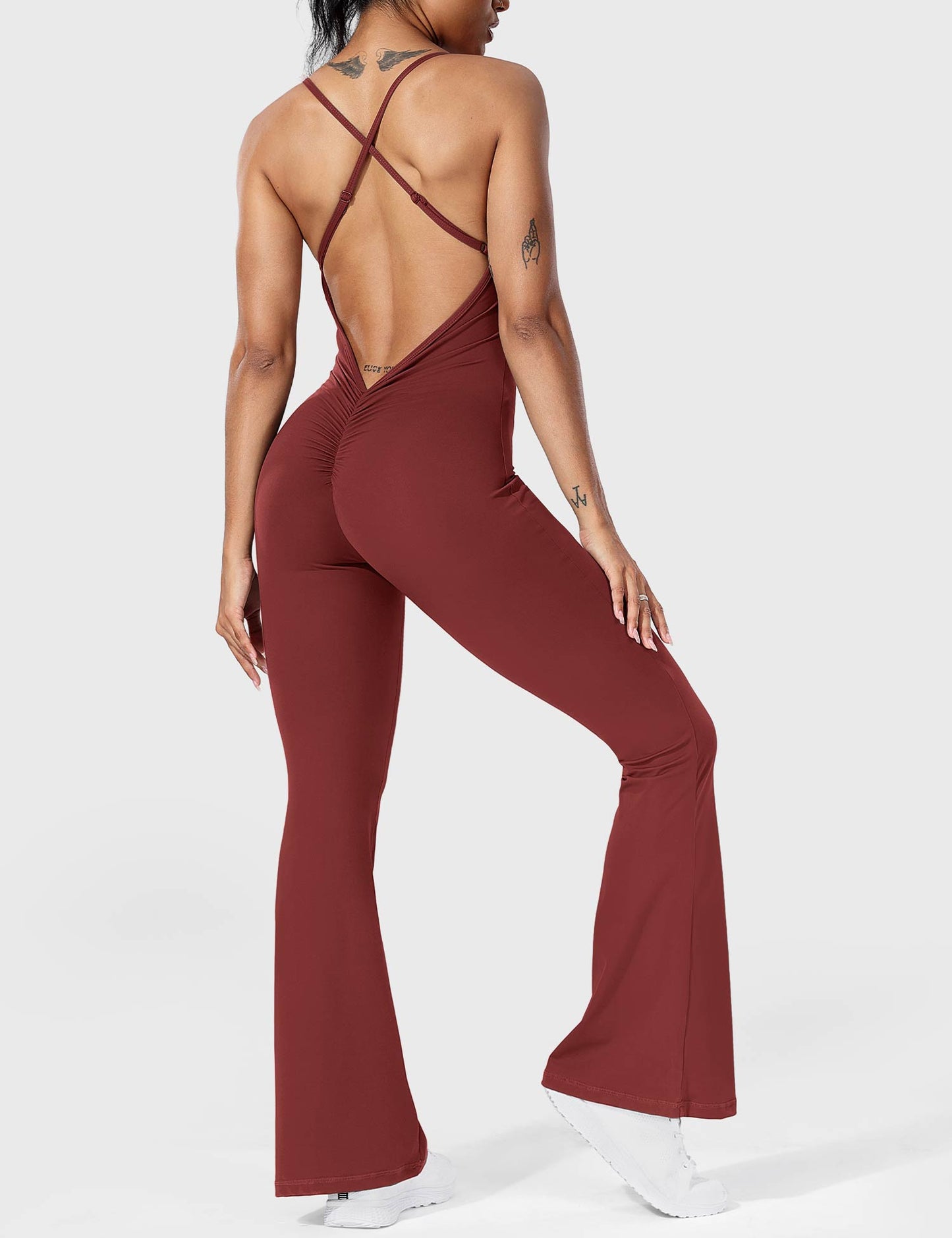 Jumpsuit Damen Flare Ohne Rücken Verstellbar