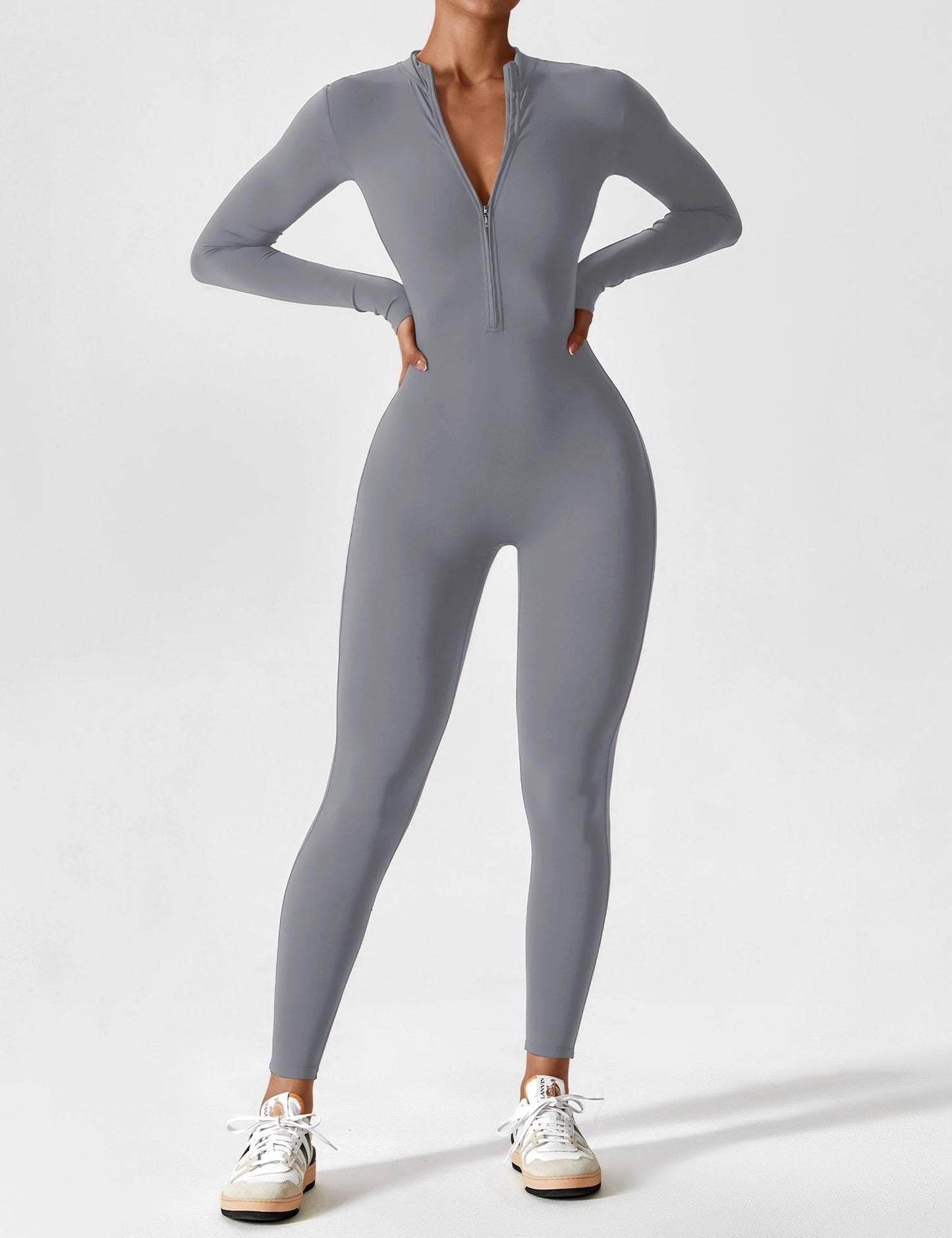 Damen Sommeranzug Langarm Set Reißverschluss Modern