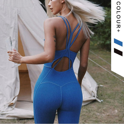 Yoga Bodysuit Sportlich Fitness Einteiler Trainingbekleidung Damen