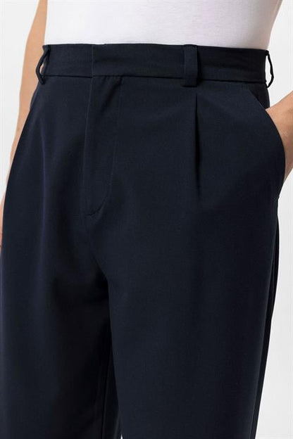 Marineblaue Herrenhose Hochtailliert Slim Fit