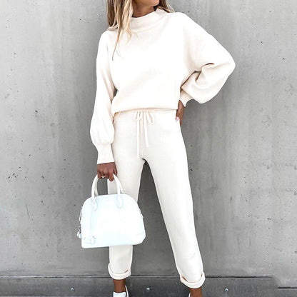 Malene Damen Loungewear Set Creme Zweiteiler
