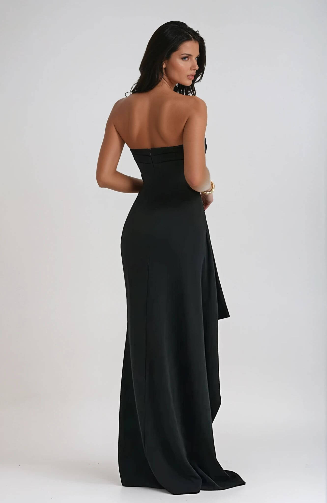 Elegantes Damen Maxikleid Trägerlos mit Seiten Schlitz