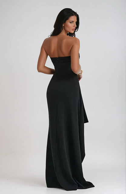Elegantes Damen Maxikleid Trägerlos mit Seiten Schlitz