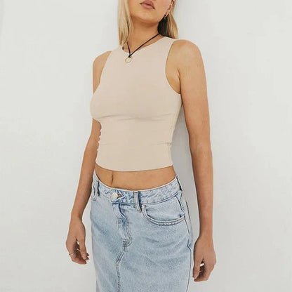 Ärmelloses Damen Crop-Top Bauchfrei Sommer