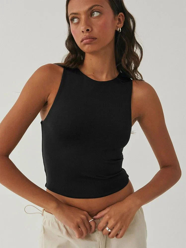 Ärmelloses Damen Crop-Top Bauchfrei Sommer - BerlinGlamour