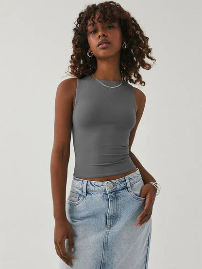 Ärmelloses Damen Crop-Top Bauchfrei Sommer