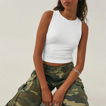 Ärmelloses Damen Crop-Top Bauchfrei Sommer
