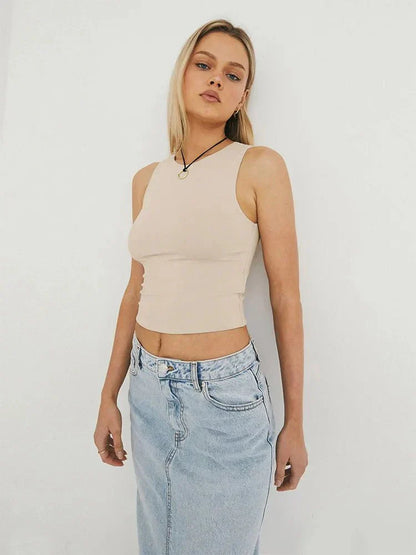 Ärmelloses Damen Crop-Top Bauchfrei Sommer