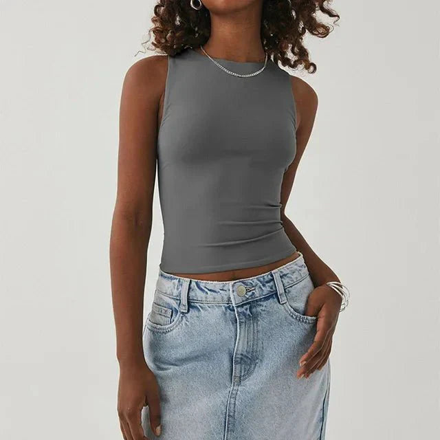 Ärmelloses Damen Crop-Top Bauchfrei Sommer