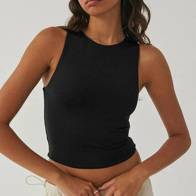 Ärmelloses Damen Crop-Top Bauchfrei Sommer