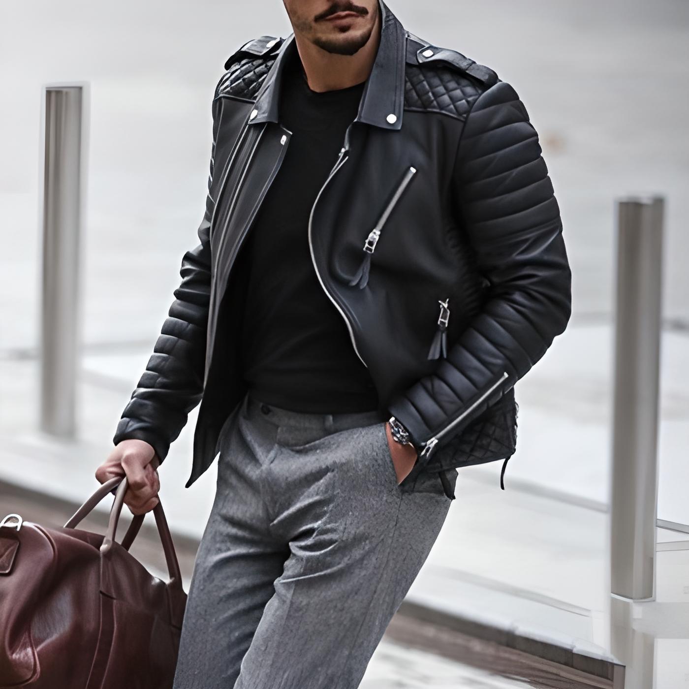 Lederjacke Herren Robust Stylisch Ledermantel - BerlinGlamour