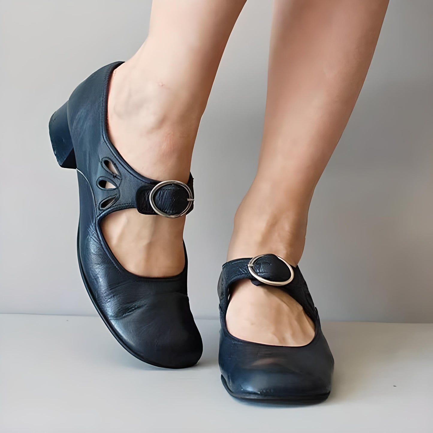 Damen Sandalen Leder Keilschnalle Sommer