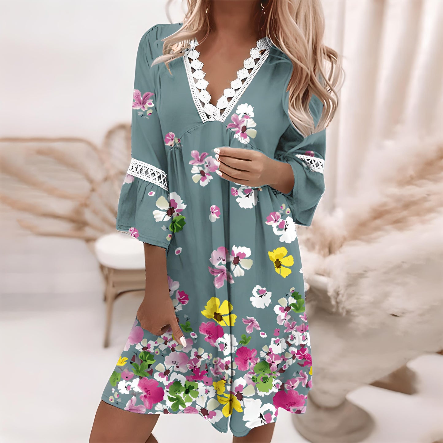 Stylisches Damenkleid V-Ausschnitt Elegant Sommer - BerlinGlamour